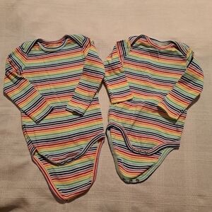 Primary rainbow striped body suits, 1 each, 9-12, 12-18 months, rainbow vguc